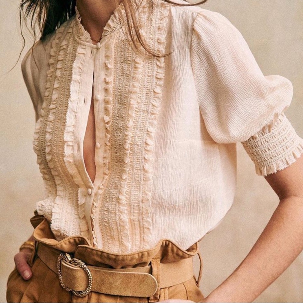 Elegant Cream Blouse Sezane 100% silk